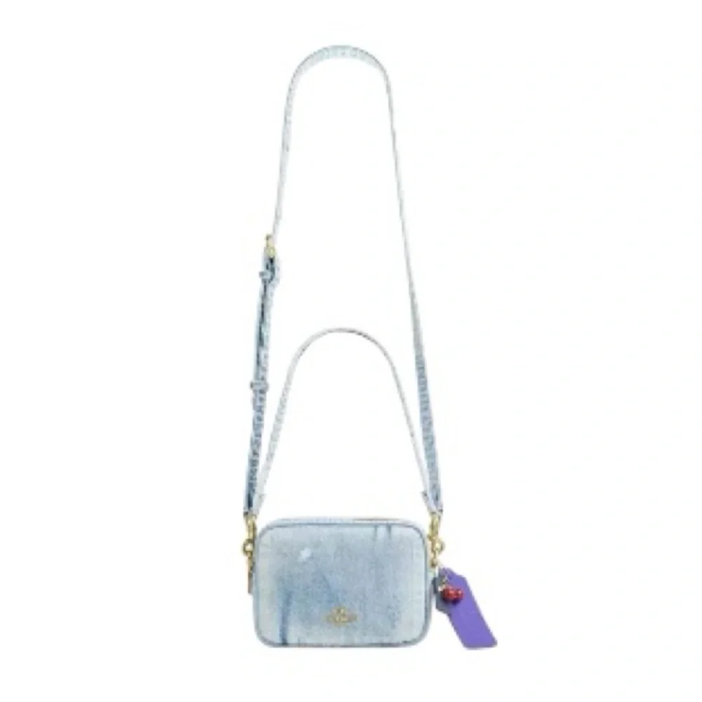 Coach Mini Carey Crossbody Bag In Loved Denim With Charms - Picture 7 of 7